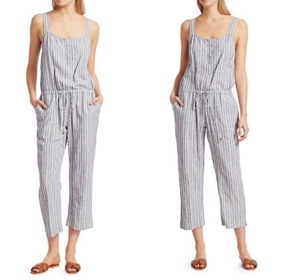 Rails Brooklyn Greenwich Striped Gray & White Jumpsuit Size XS X-Small
